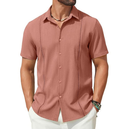 💥This Week's Special Price💥Men's Cuban Guayabera Shirt Short Sleeve V-Neck
