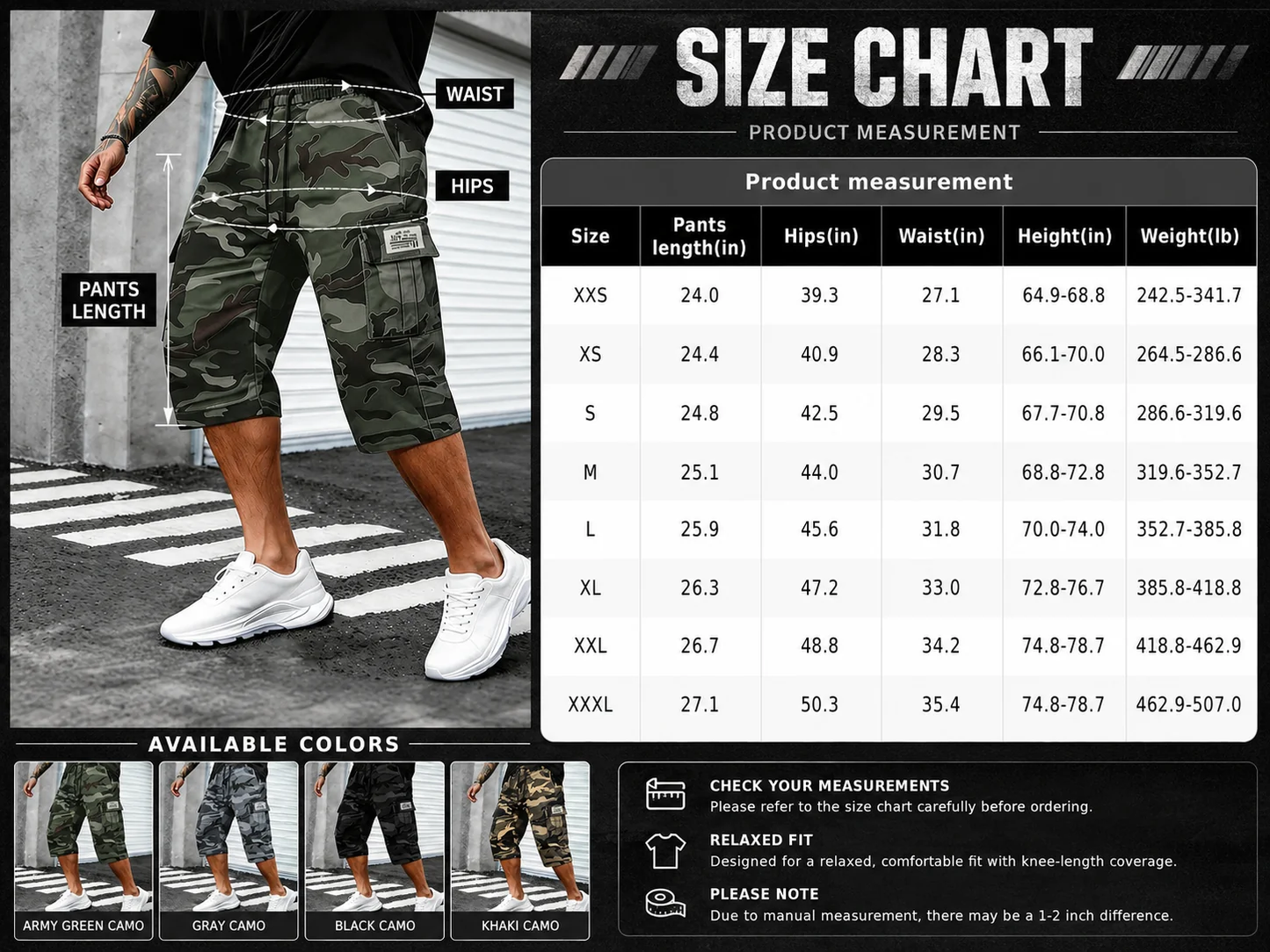 ⚡ Last Call For Big Savings ⚡Camo Casual Cargo Shorts Set with Adjustable Waist