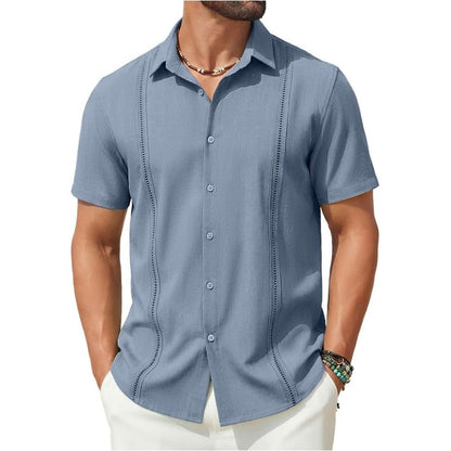 💥This Week's Special Price💥Men's Cuban Guayabera Shirt Short Sleeve V-Neck