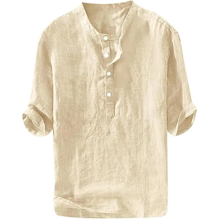 💥 Final Countdown Begins 💥Mens Linen Shirts Casual Cotton 3/4 Sleeve Regular-Fit Henley T-Shirt