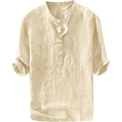 💥 Final Countdown Begins 💥Mens Linen Shirts Casual Cotton 3/4 Sleeve Regular-Fit Henley T-Shirt