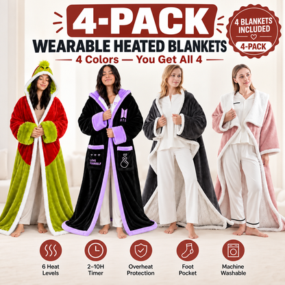 🔥Wearable Heated Blanket with Foot Pocket Sherpa🔥Overheat Protection & Auto Shut-Off
