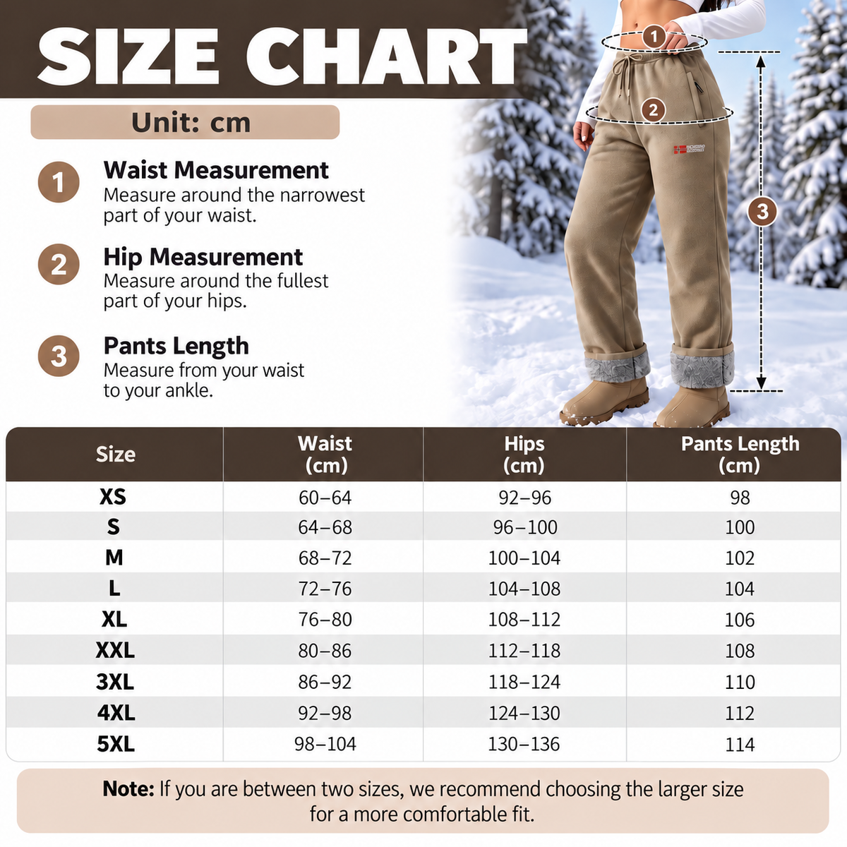 Women’s thermal trousers made of 100% cotton with a warm fleece lining