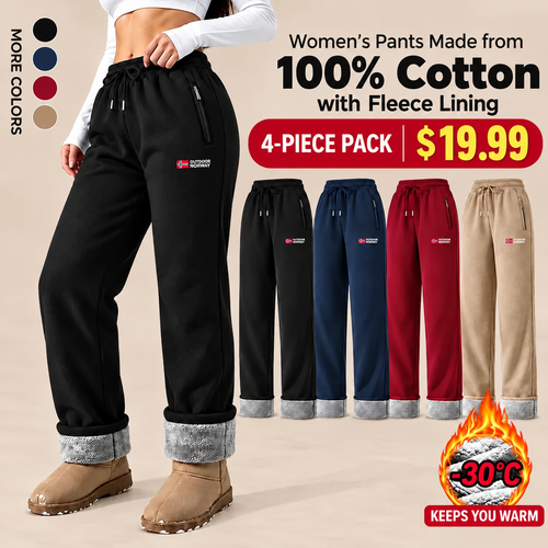 Women’s thermal trousers made of 100% cotton with a warm fleece lining