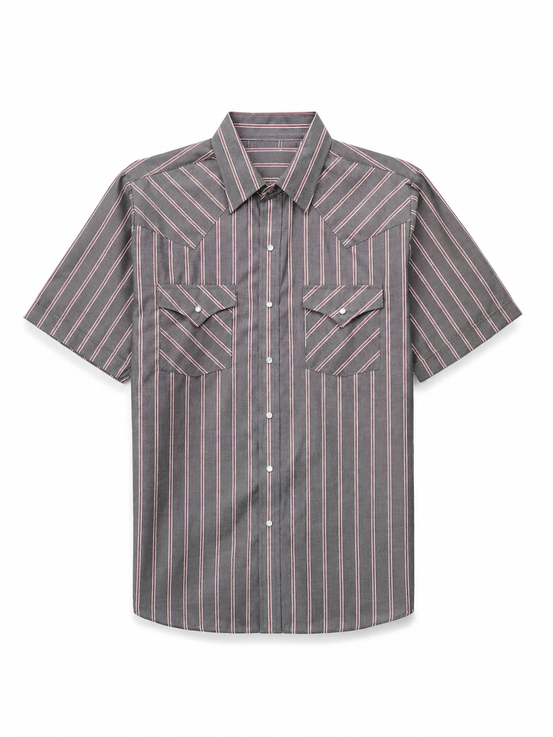 💥 Limited Time Mega Sale 💥Men's Western Stripe Snap Shirt with Pocket - Short Sleeve Casual Cowboy Shirt