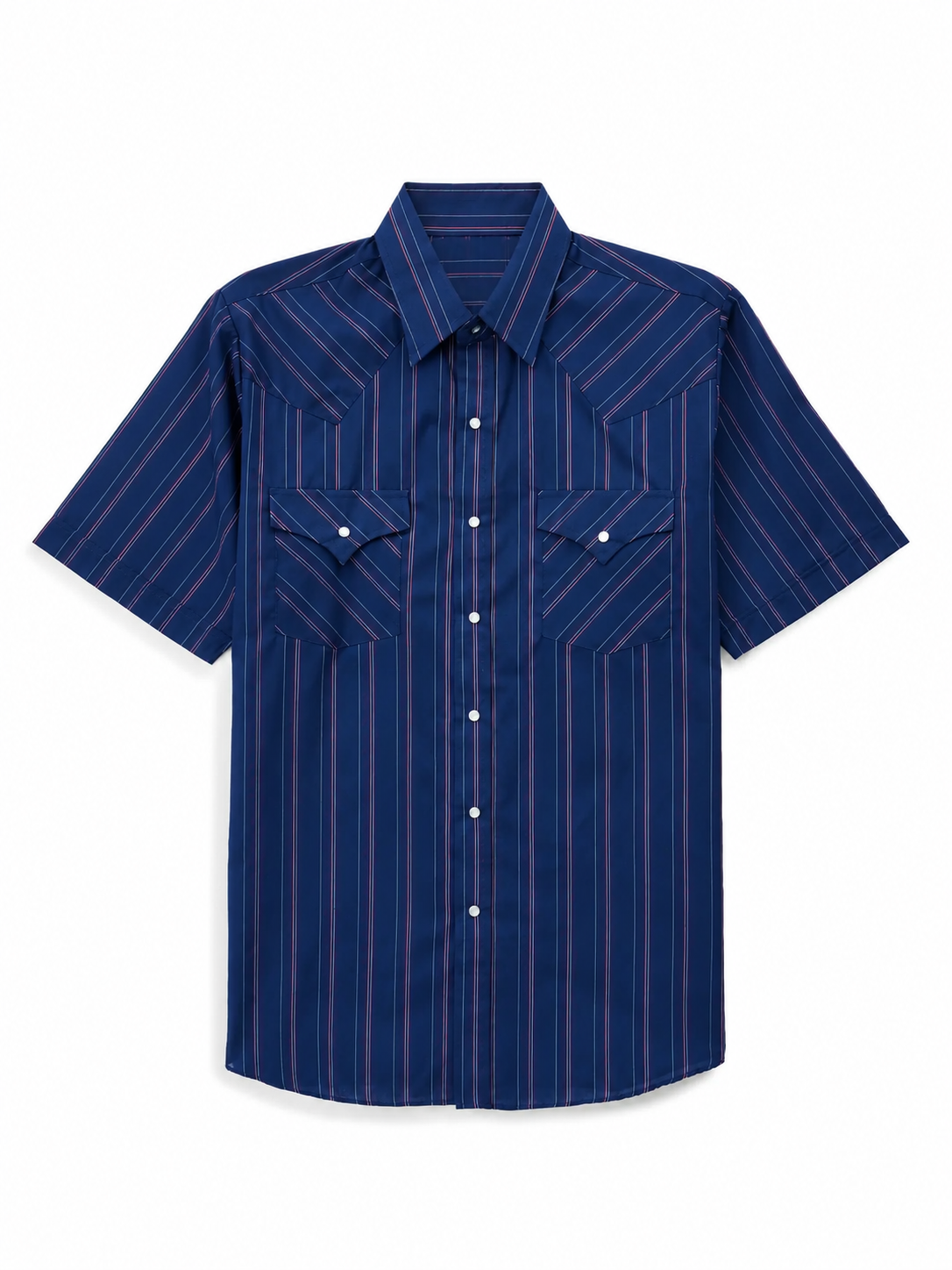 💥 Limited Time Mega Sale 💥Men's Western Stripe Snap Shirt with Pocket - Short Sleeve Casual Cowboy Shirt