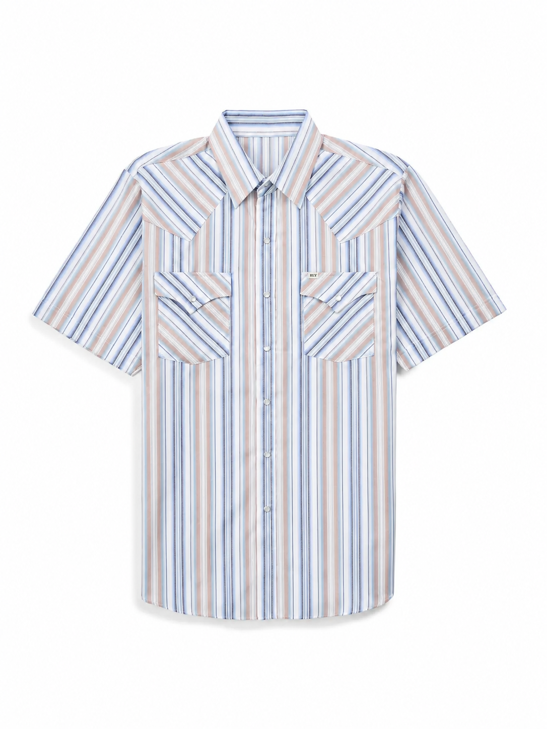 💥 Limited Time Mega Sale 💥Men's Western Stripe Snap Shirt with Pocket - Short Sleeve Casual Cowboy Shirt