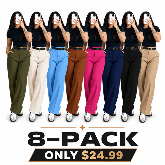 Women's High Waisted Straight Leg Suit Pants Flowy Drape Casual Office Long Trousers with Slimming Effect for Daily Versatile Wear