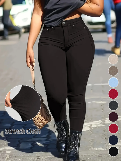 🔥 Final Hours of Sale 🔥Women's Button-Fly Skinny Pants with Pockets