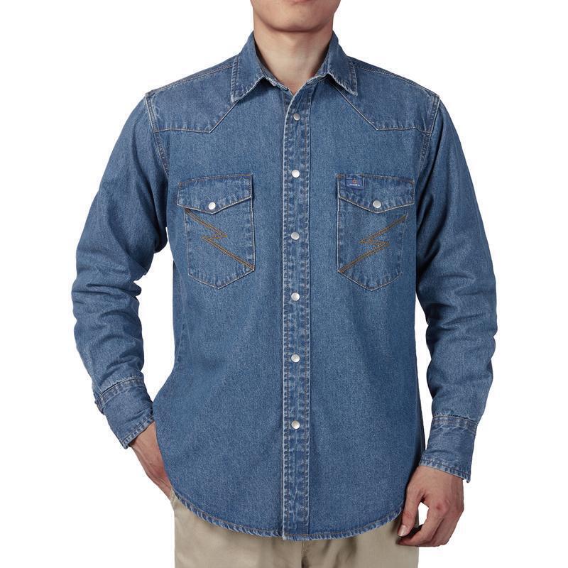 ✨Hot Sale✨Men's Long Sleeve Stone-Washed and Pre-Washed Denim Work Shirt