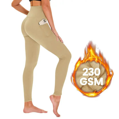 Women's High Waisted Fleece Lined Leggings with Pockets