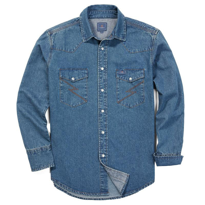✨Hot Sale✨Men's Long Sleeve Stone-Washed and Pre-Washed Denim Work Shirt