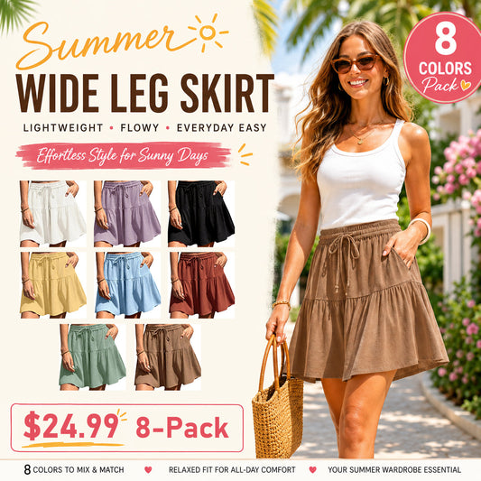 💥Last Day Promotion💥Women's Linen Blend Wide Leg Flowy Culotte Shorts Drawstring Loose Fit Summer Casual Lightweight Comfy Vacation Wear