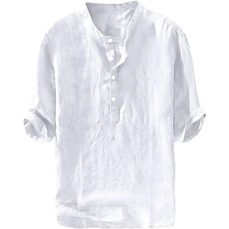 💥 Final Countdown Begins 💥Mens Linen Shirts Casual Cotton 3/4 Sleeve Regular-Fit Henley T-Shirt
