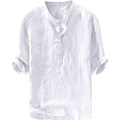 💥 Final Countdown Begins 💥Mens Linen Shirts Casual Cotton 3/4 Sleeve Regular-Fit Henley T-Shirt