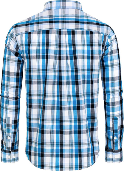 Clearance sale! Men's Plaid Button Down Shirts Cotton Long Sleeve Dress Shirts Regular Fit Gingham Shirts