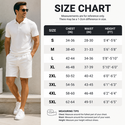 🔥 Crazy Deals For A Limited Time 🔥Men's Textured Polo Set Summer Casual Outfit