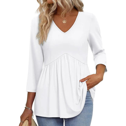 ⚡ Last Call For Big Savings ⚡Women’s V-Neck 3/4 Sleeve Tunic Top – Flowy Dressy Casual Blouse
