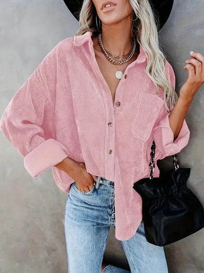 ✨Women's Plain Collared Minimalist Button Front Collared Blouse🔥