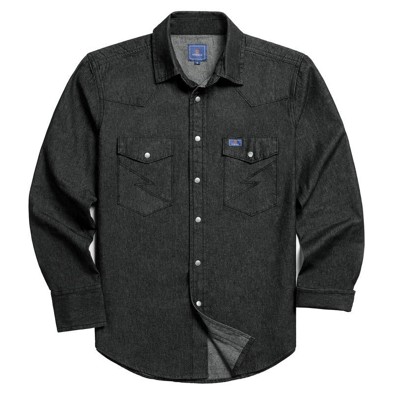 ✨Hot Sale✨Men's Long Sleeve Stone-Washed and Pre-Washed Denim Work Shirt