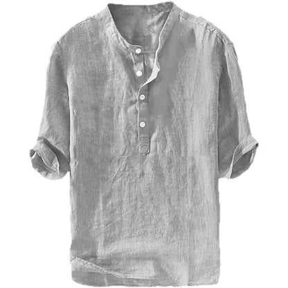 💥 Final Countdown Begins 💥Mens Linen Shirts Casual Cotton 3/4 Sleeve Regular-Fit Henley T-Shirt