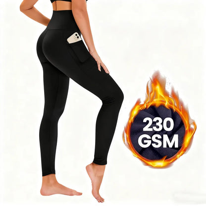 Women's High Waisted Fleece Lined Leggings with Pockets