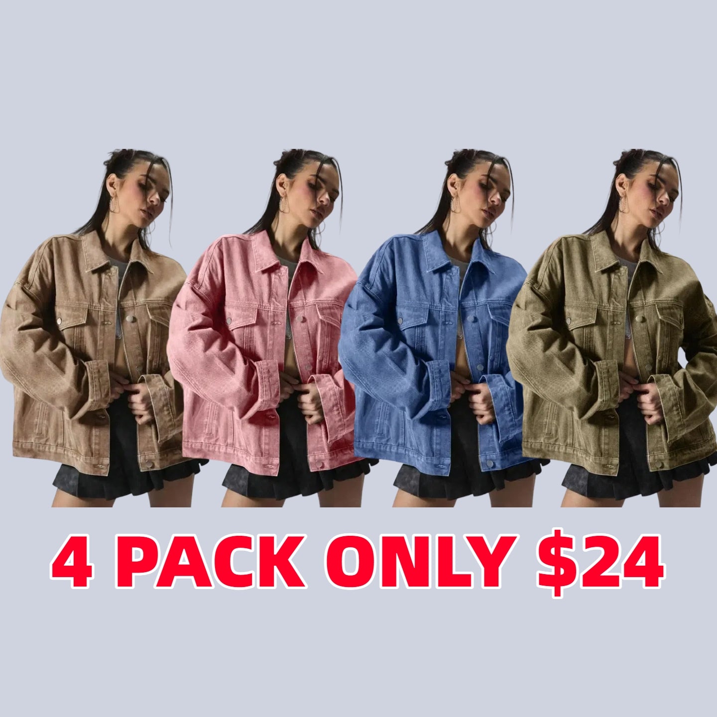 Women's Plain Button Front Drop Shoulder Denim Coat