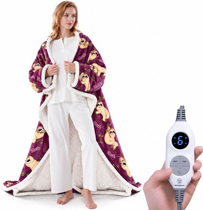 🔥Wearable Heated Blanket with Foot Pocket Sherpa🔥Overheat Protection & Auto Shut-Off