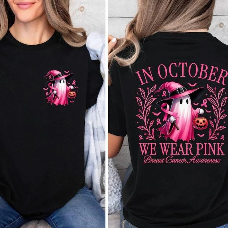 CLEARANCE SALE🔥 Pink Ghost Long Sleeve Top, Breast Cancer Awareness Shirt