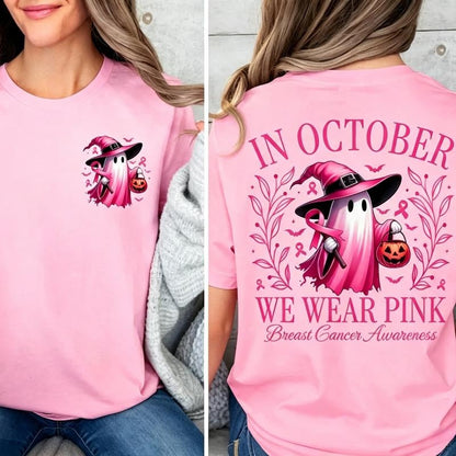 CLEARANCE SALE🔥 Pink Ghost Long Sleeve Top, Breast Cancer Awareness Shirt