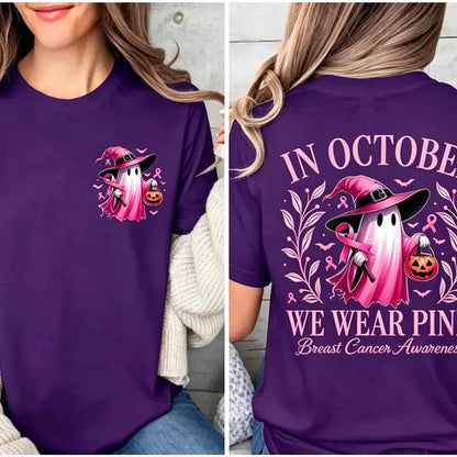 CLEARANCE SALE🔥 Pink Ghost Long Sleeve Top, Breast Cancer Awareness Shirt