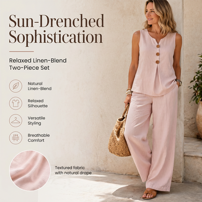 💗LAST DAY SALE 💕Women's Sleeveless Button Top and Loose Pants Set