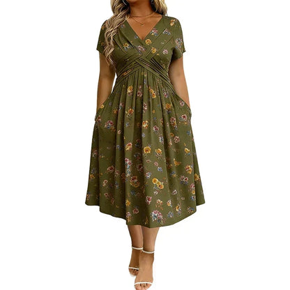 🔥 The Sale Ends Soon 🔥Floral V-neck dress with a twist at the waist—elegant and casual for any occasion